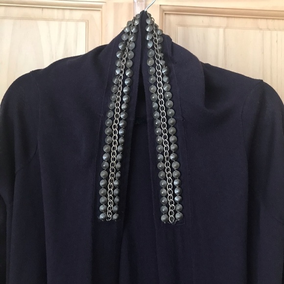 Tracy M. embellished waterfall open cascade front cardigan size small - Picture 3 of 8